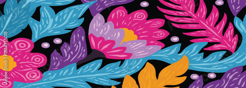 bold colorful abstract floral art pattern
