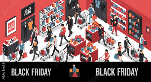 Black Friday Shopping Scene with Crowded Store 1.