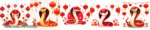 vector character snake dressed in Chinese New Year