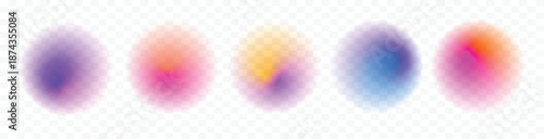 blur circle gradient shape set colored smooth sphere