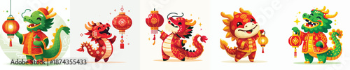 vector character dragon dressed in Chinese New Year