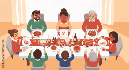 Family Gathering Around Dinner Table Together 20.