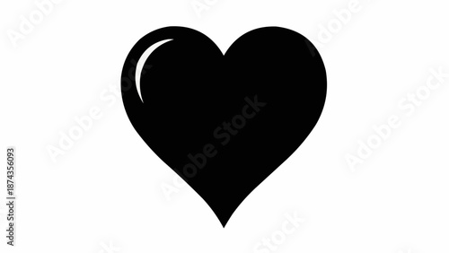 Black heart symbol isolated on white background.