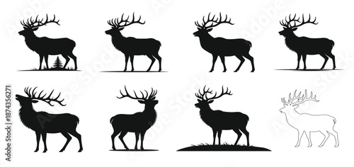 elk deer silhouette red stag silhouette elk deer svg
