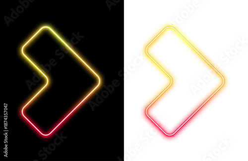 Square gradient frame featuring electric LED illumination and subtle borders. Box line structure creates even luminous glow in PNG. Neon appears once for visual emphasis vector.