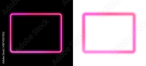 Square, rectangle electric LED frame with gradient glow and futuristic borders. Box line edges form soft light in PNG. Neon appears once as subtle accent detail vector.