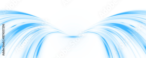 Neon blue laser lines curve along a city road. Motion trails, glowing wave energy, and swirling lines create futuristic traffic movement and speed. Vector illustration PNG.