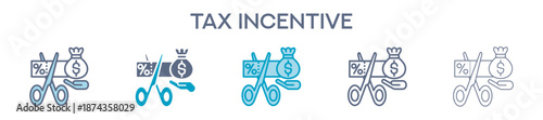 Tax Incentive Element For Design Graphic - Multi Styles. Vector Illustration Of Two Colored And Black. Multiple Icons Designs Can Be Used For Mobile, Ui, Web 