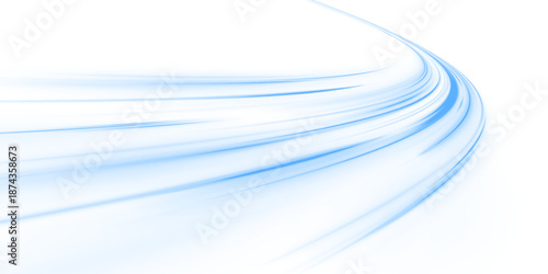 Neon blue laser streaks ripple across a city highway. Motion lines, glowing wave trails, and energy swirls create futuristic traffic speed. Vector illustration PNG.