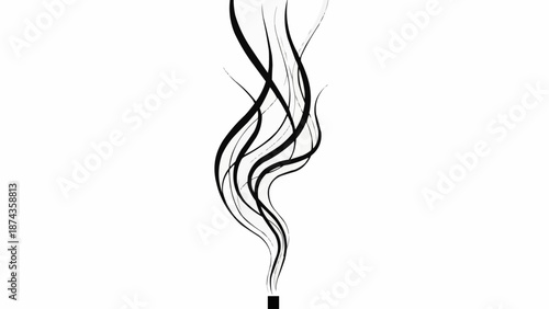 Abstract black smoke rising from a small object.