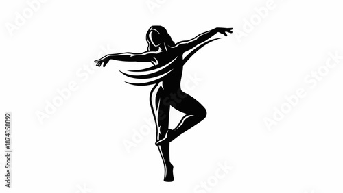 Silhouette of a graceful female dancer in motion.