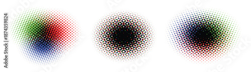 halftone round background set rgb color dotted half tone