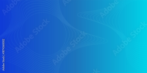 Minimal blue gradient background. Abstract vector long banner with wavy lines and place for text. geometric, fluid, art, blue