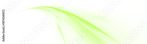 Neon green laser lines curve along nature city road. Motion trails, glowing wave energy, swirling lines create futuristic traffic movement, speed. Ecology, eco car, biofuel. Vector illustration PNG. 
