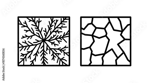 Ice texture and frost pattern icons for winter background designs and frozen lake surface conceptual graphics.