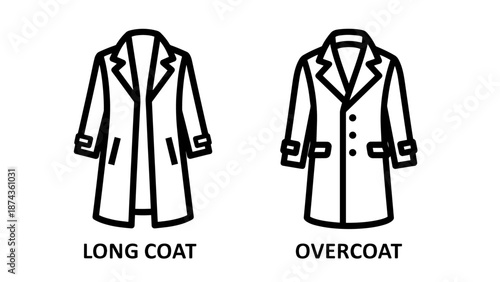 Minimalist Winter Fashion Icons Set Featuring a Long Coat and a Classic Overcoat for Apparel Design