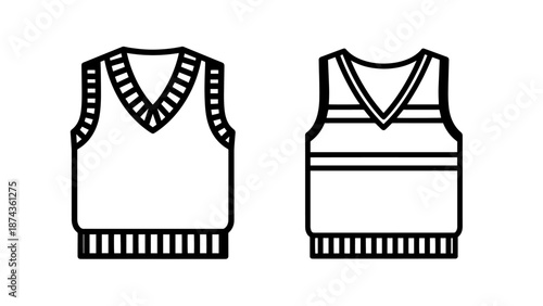 Apparel icons featuring two styles of knitted sweater vests for winter fashion layering