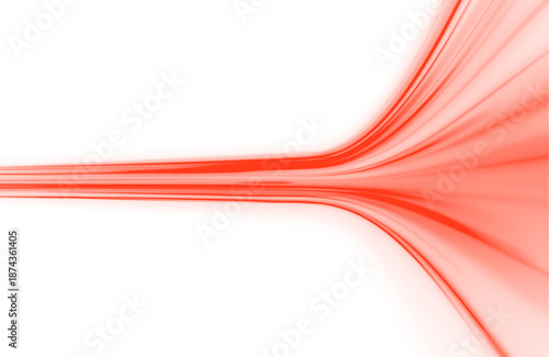 Glowing red neon laser lines flow across city highways. Light trail waves, motion swirls, and energy lines create dynamic speed and traffic movement. Vector illustration PNG.