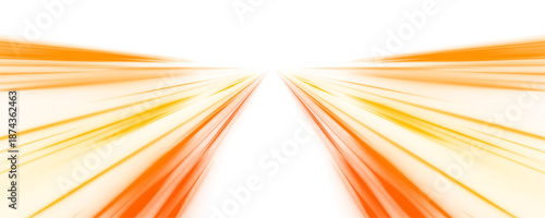 Futuristic yellow, green neon laser streaks ripple along a city road. Motion lines, glowing energy orange waves, red trail swirls illustrate traffic speed and flow. Vector illustration PNG.