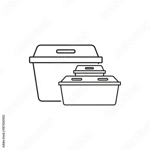 Stackable Food Containers Set Line Art Icon