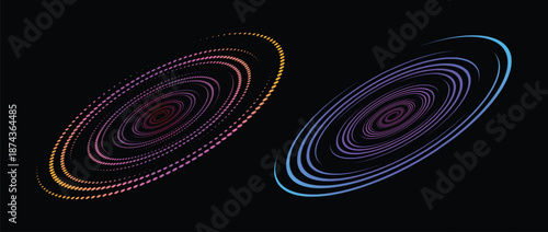 linear and halftone speed spiral set colorful dynamic dots 