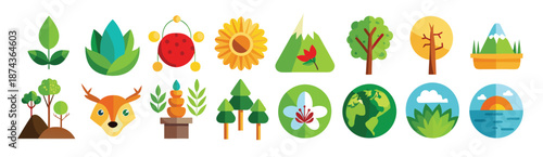 nature icon set collection illustration