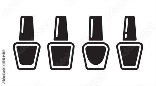 Stylish manicure and nail care product icons isolated on white