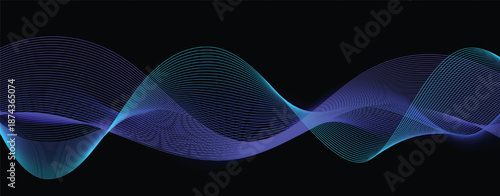 neon sound wave on black background abstract flowing wavy 