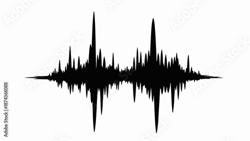 Dynamic black and white sound wave graphic, representing audio or music intensity