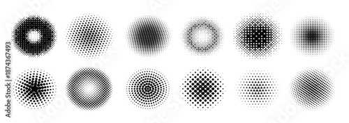 halftone radial gradient collection dotted textured round