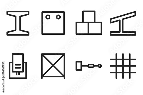 Icon Set_ Snacks & Design. Casual Comfort snacks set in outline vector style: cookie, fruit bowl, tea cup, small pastry, chocolate piece, snack plate., Modern