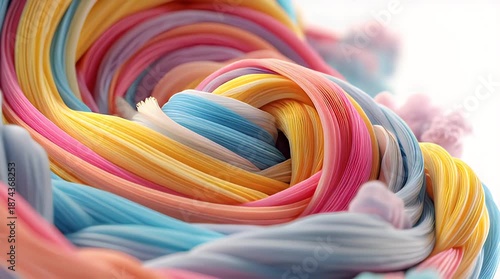 Wallpaper Mural Abstract swirl of pastel-colored ribbons resembling taffy candy. Soft focus, playful, dreamlike, and visually engaging Torontodigital.ca