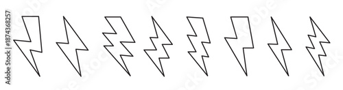 lightning bolt line icon set design