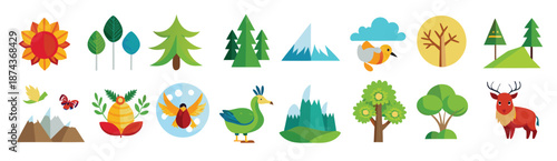  nature icon set collection illustration