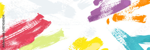 Hand-drawn bold strokes with a distress effect and spray paint look. Vector background with small dots and noise overlay. Modern design for advertising flyers, packaging, and wall art. EPS10