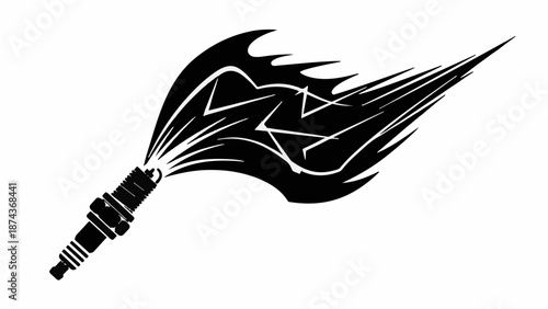 Spark plug igniting with dramatic electrical energy and fiery effect