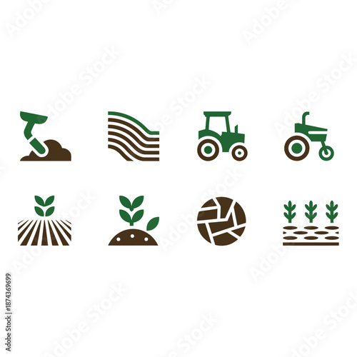 Agricultural icons set for farming and cultivation