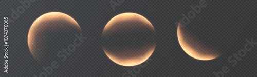 Luminous crescent phases and eclipses on a transparent background. Vector light overlay for compositing, user interface, game effects, and light overlays.