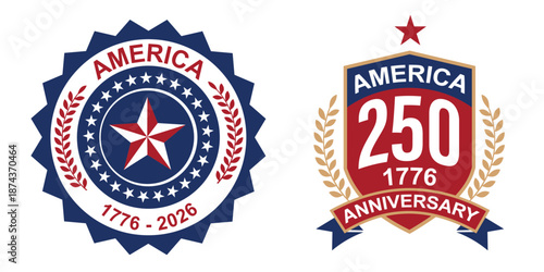 vintage label with american flag vector, vintage american lable, USA 250th Independence Anniversary Vintage Seal Vector
