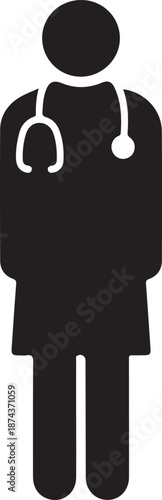 Doctor or Medical Professional Icon with Stethoscope, Symbolizing Healthcare, Medicine, and General Practitioner Services