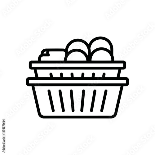 Vector Illustration of Shopping Basket with Grocery Items