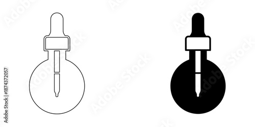 Medical and laboratory icon with outline and solid silhouette styles, isolated vector illustration of healthcare, science, and diagnostic equipment.