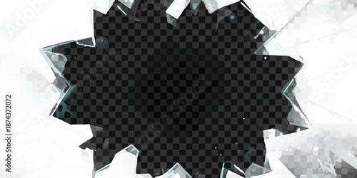 A fractured dark blue cracked surface with transparent background