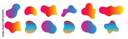 set of colorful shapes on a white background