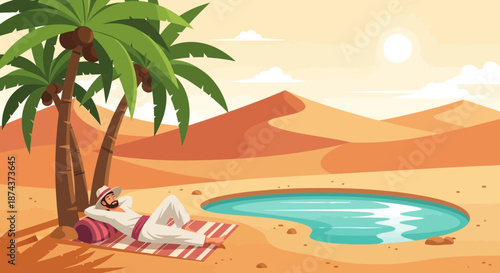 Lizard Lounging by Oasis A Desert Relaxation Scene.