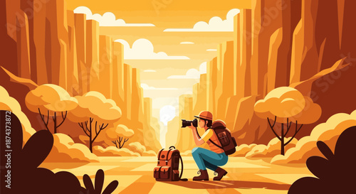 Photographer Capturing Canyons Beauty A Moment of Awe and Adventure.