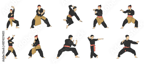 pencak silat illustration element set
