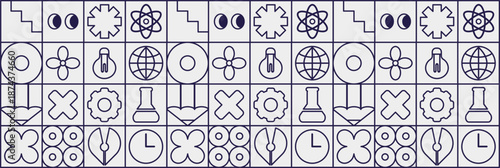 School education line background with geometric kid mosaic and colorful pattern.