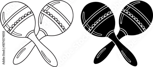 Black and White Maracas Musical Instrument Illustration Design