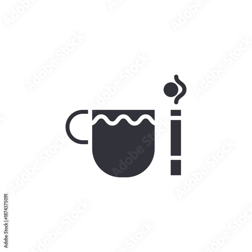 Tea cup with thermometer icon symbolizing perfect brewing temperature control and hot beverage monitoring.